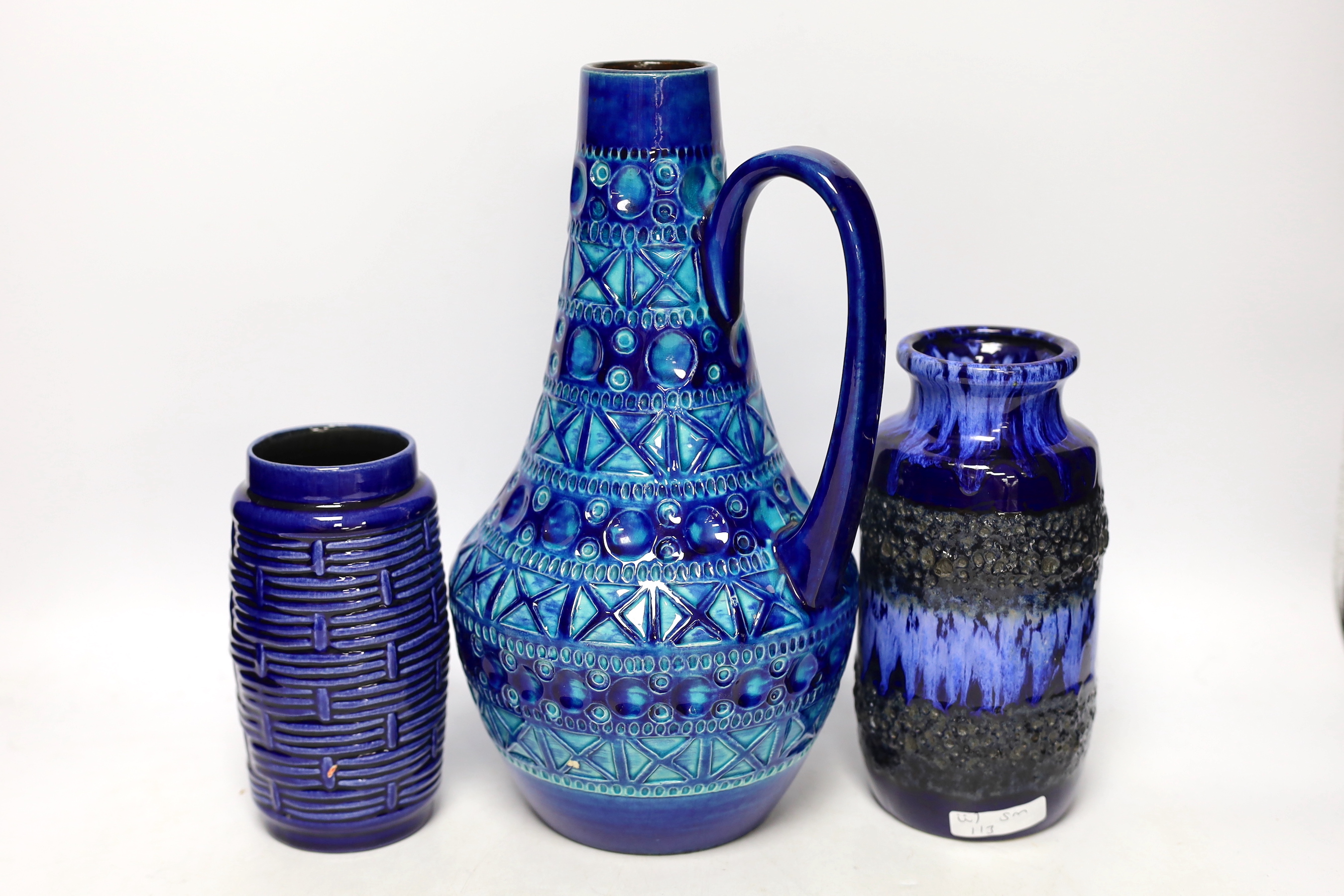 Three West German pottery vases including Bay, tallest 30cm